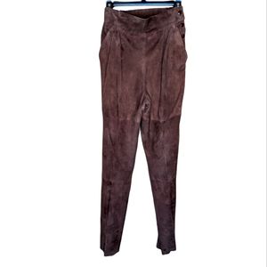 Vintage 70/80's Suede Brown Leather Snap Trouser S